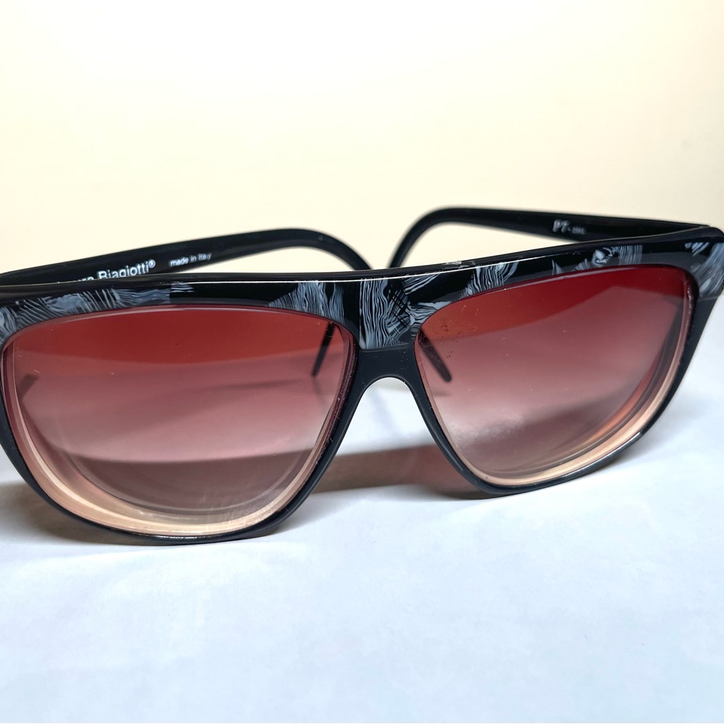 Laura Biagiotti Black And Silver Marbled Vintage Sunglasses